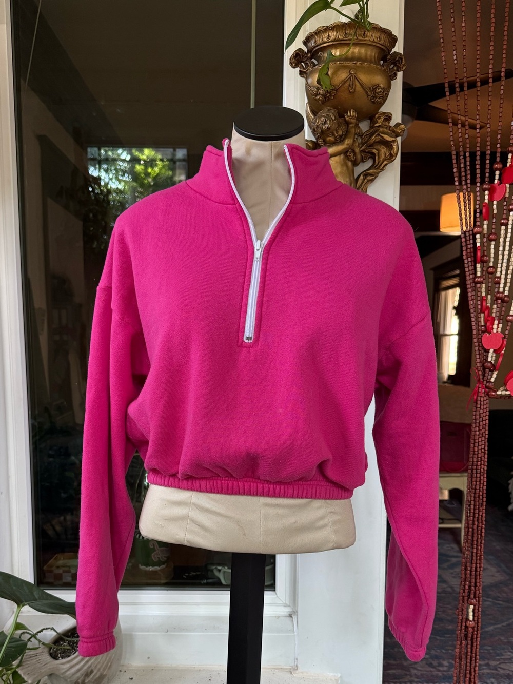LA Apparel Magenta Quarter-Zip Pullover